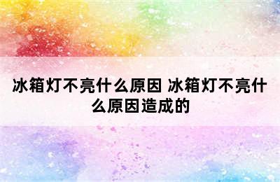 冰箱灯不亮什么原因 冰箱灯不亮什么原因造成的